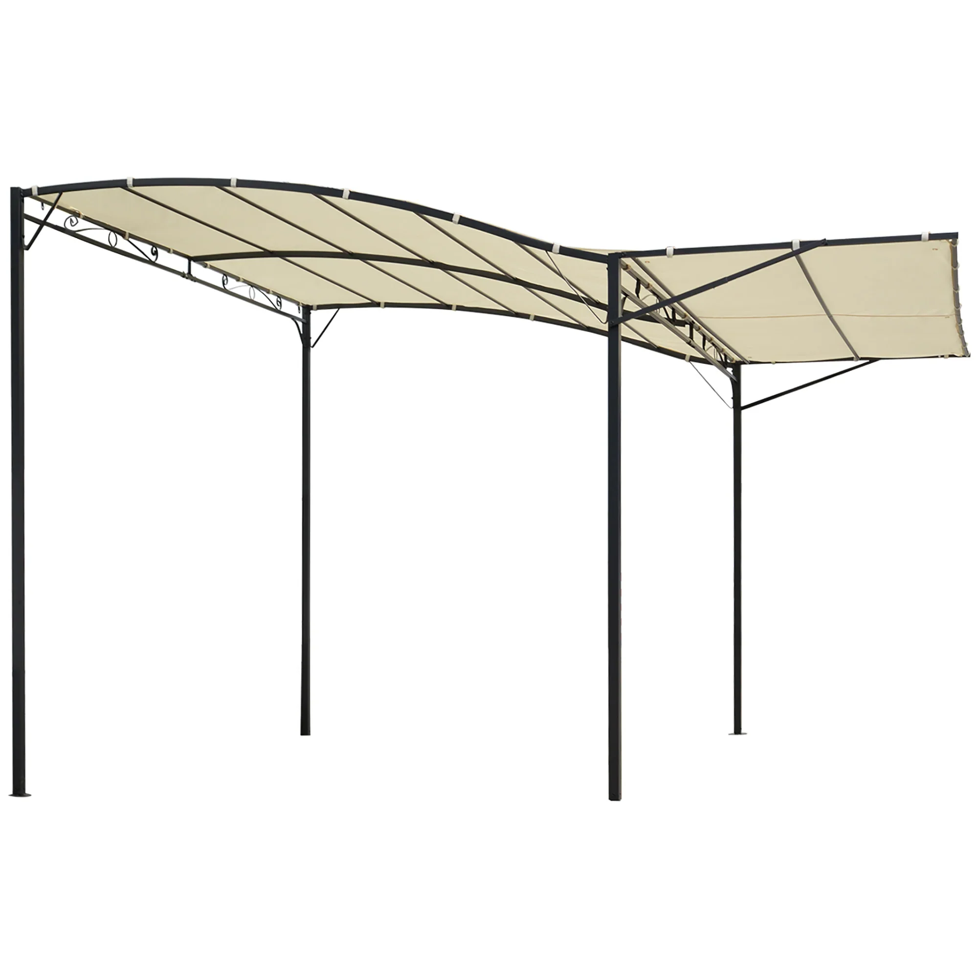 Outsunny Pergola tuindak opvouwbaar zijzeil wandmontage
