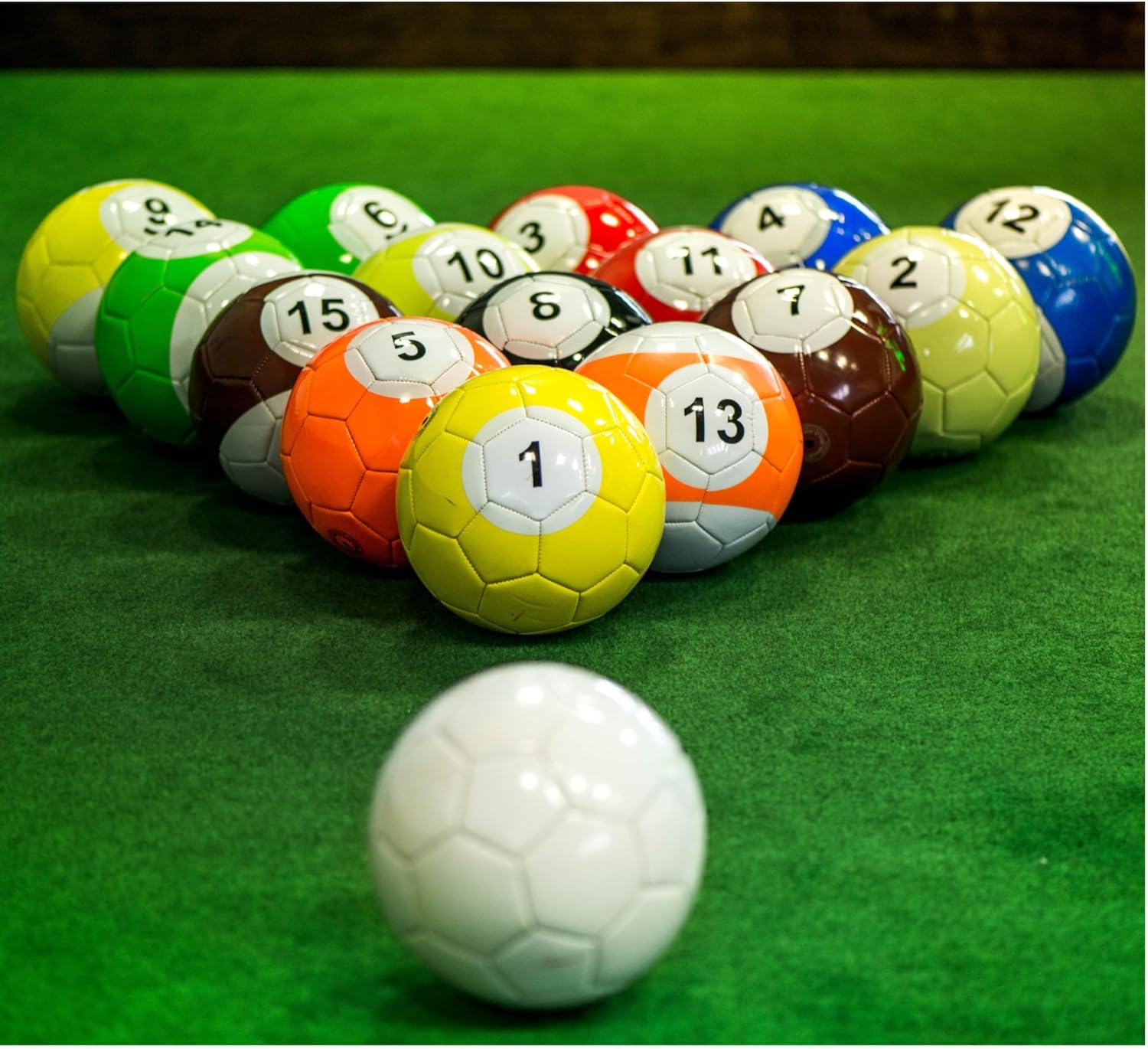 Fussball Billard: 16 stück Snook fußball Billard Größe 3 (18,2 cm) | Premium PU-Leder | Offizielle Bälle für Footpool/Sportartikel für Vereine & Events