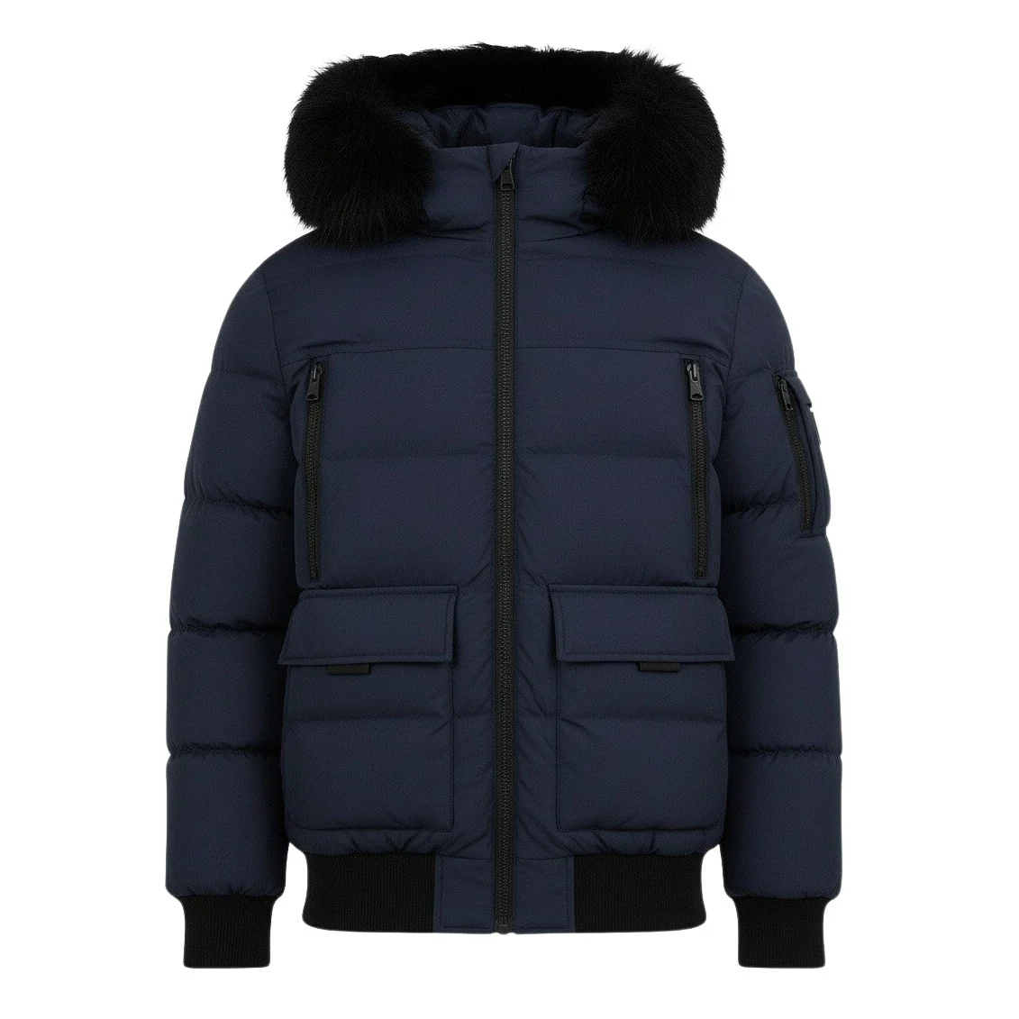 12 Pack Youth Bomber Hooded Winter Jacket - Navy
