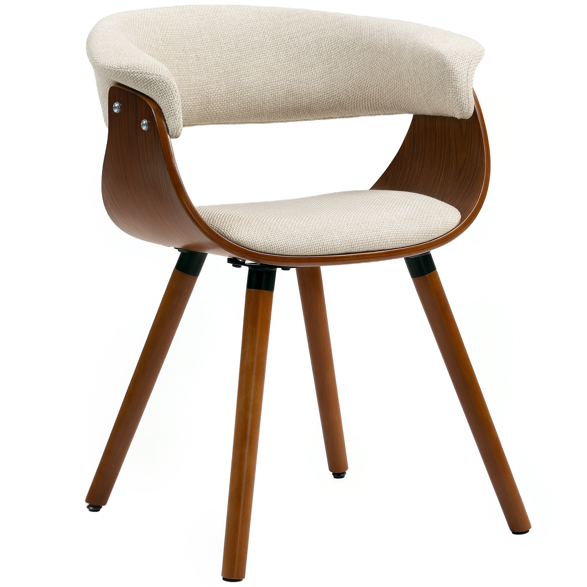 HOMCOM Esszimmerstuhl, Stoff in Leinenoptik, gebogene Rückenlehne, Holzbeine, Beige