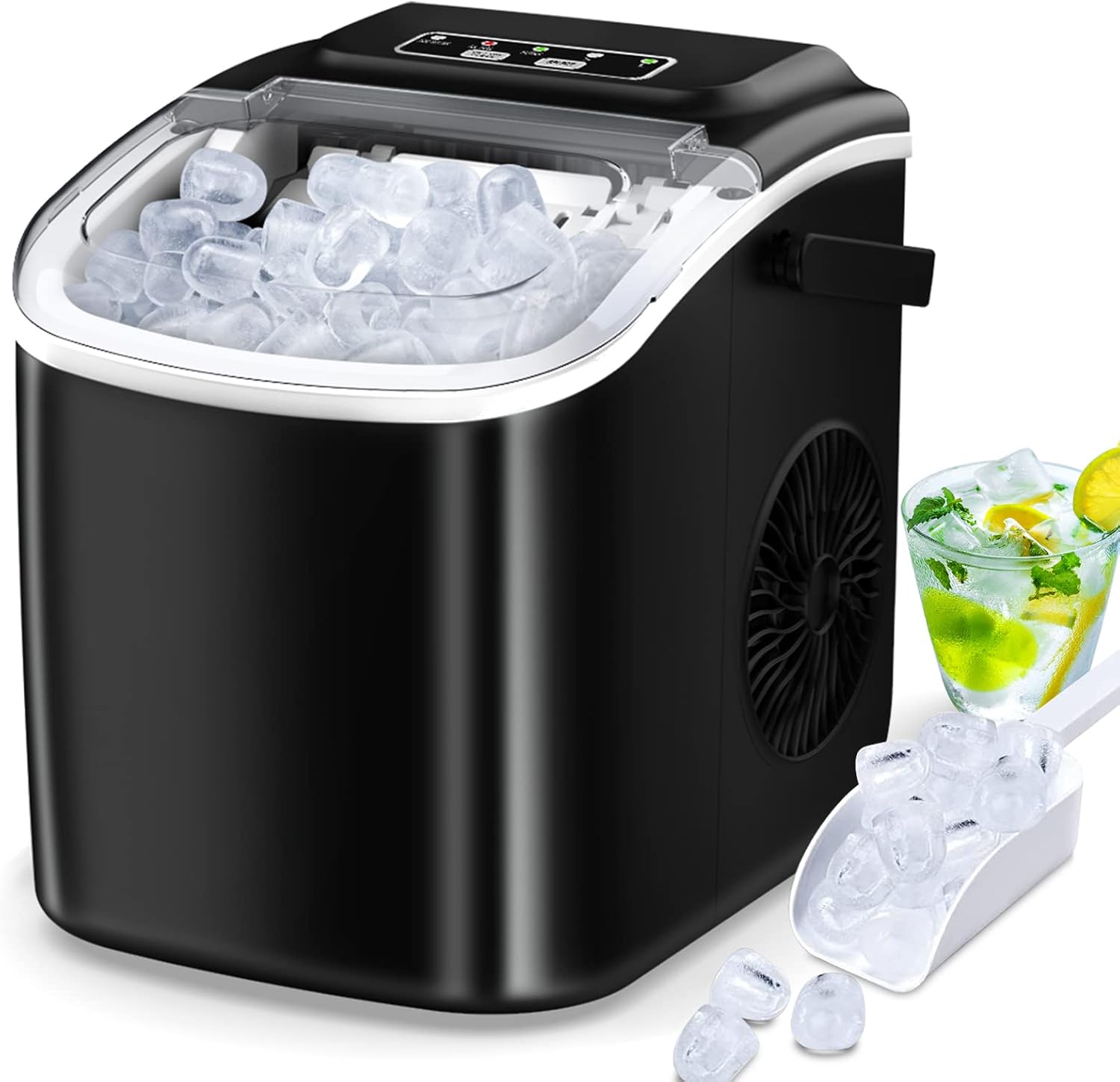 Ice Machine for Bench Ice Maker, Self Cleaning Ice Machine, 9 Cubes Ready in 6 Minutes, 15 kg in 24 H Portable Ice Machine for Home/Kitchen/Office/Bar