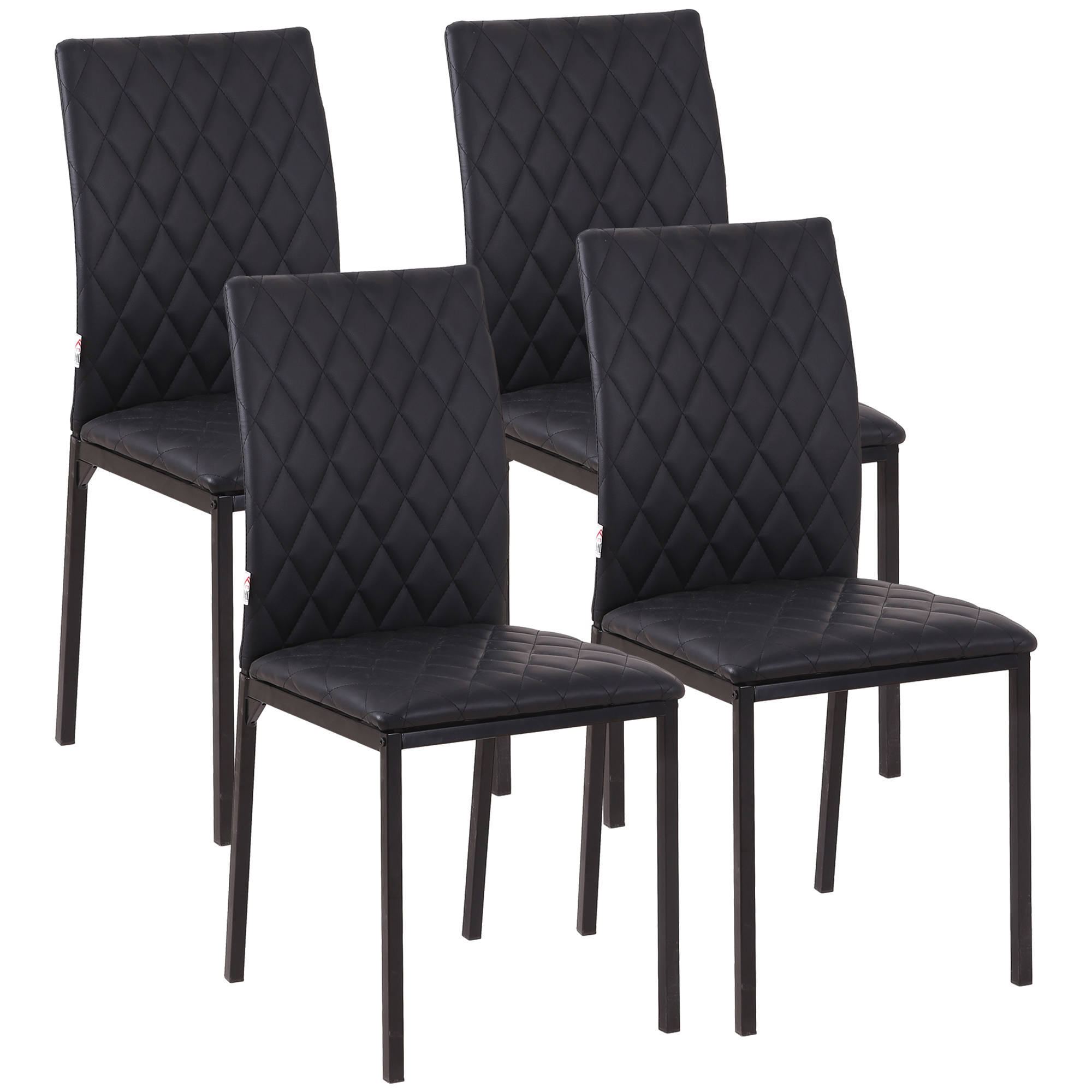 HOMCOM HOCMOM 4er-Set Stühle Esszimmerstühle Küchenstühle 41 cm x 50 cm x 91 cm, Schwarz