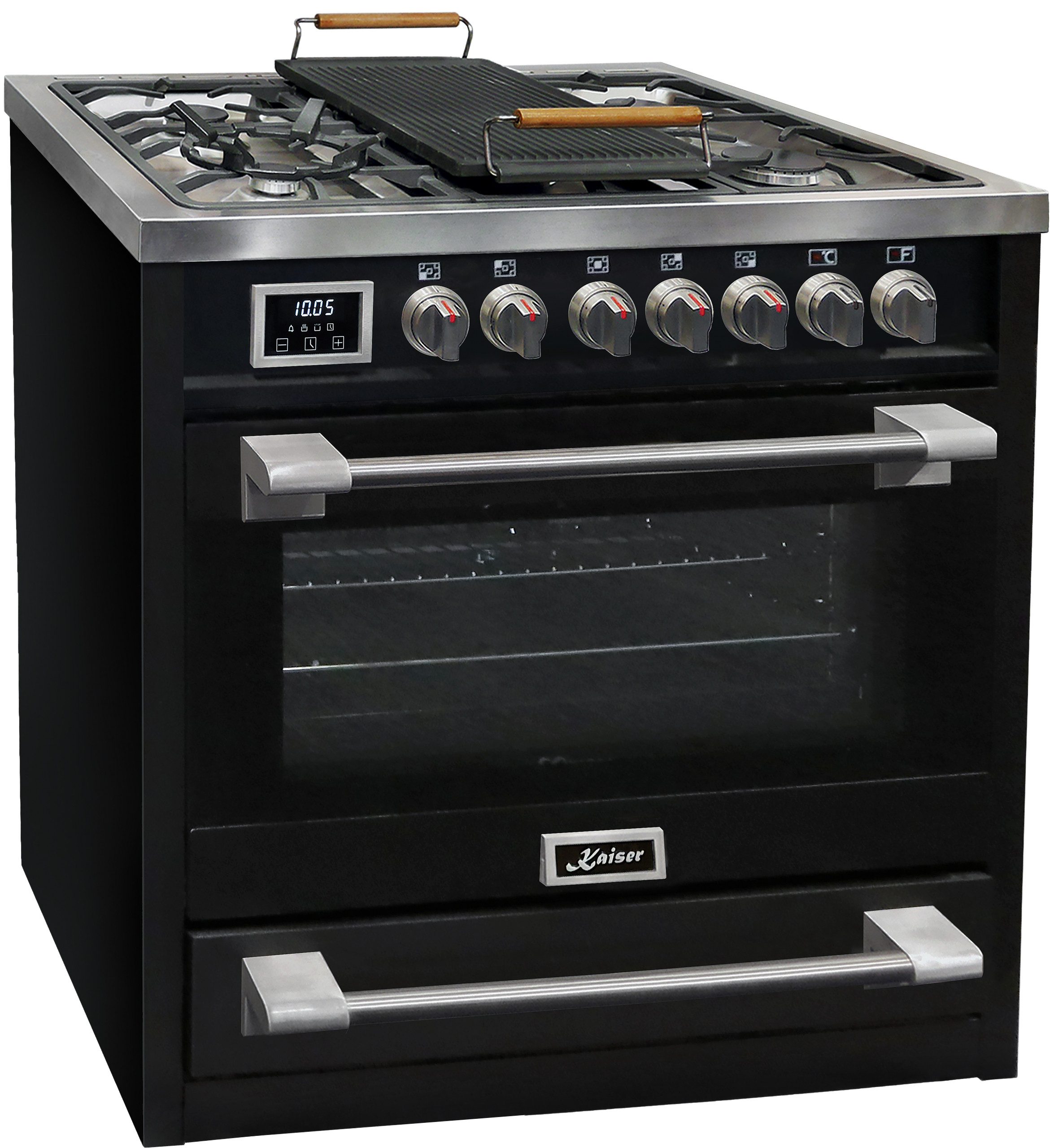 Gasherd-Set Gas Elektro Standherd 90 cm, 115L+Dunstabzugshaube 90cm HGE 93505 s+AT 9430 F ECO.
