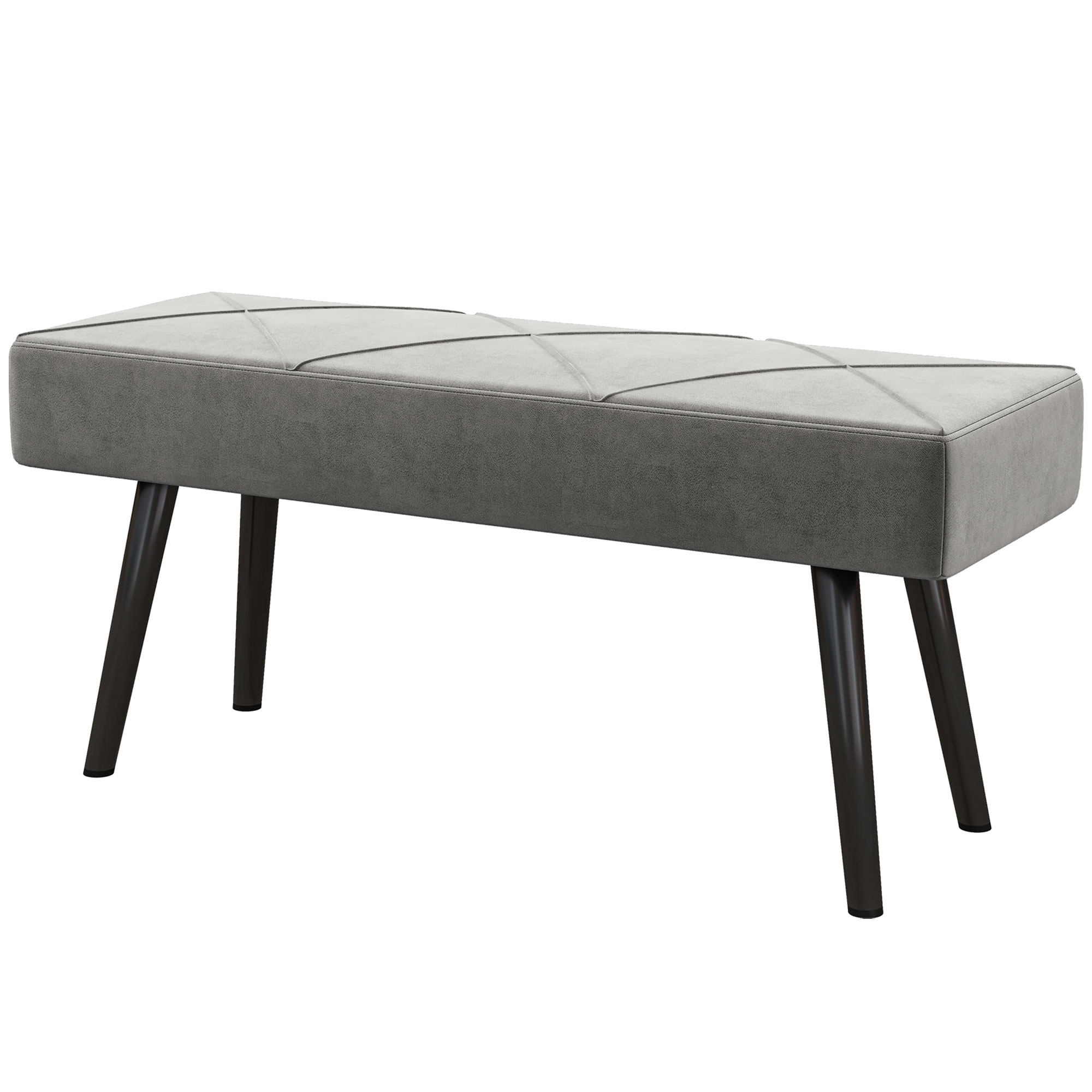 HOMCOM Sitzbank Polsterbank Bettbank, Samtoptik, 100 x 36 x 45 cm, Grau