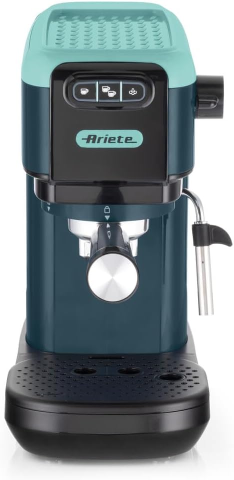 Ariete 1399 Macchina da caffè espresso Sky Blue, Per polvere e cialde ESE, 1300 W, Capacità 1,1L, 15 bar di pressione, Filtro 1, 2 tazze e cialda ESE, Cappuccino, Blu