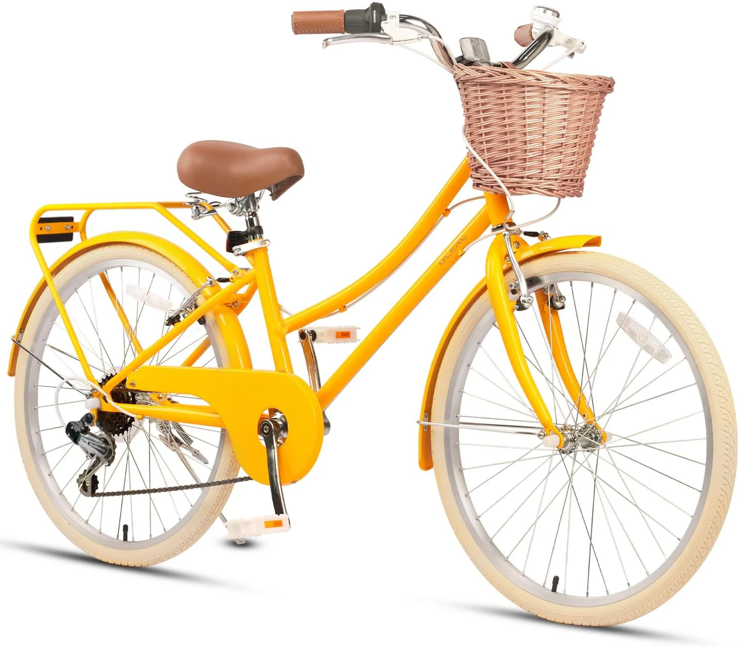 Glerc Missy 20 24 26 Zoll M?dchen City 6-Gang Hybrid Cruiser Fahrrad mit Weidenkorb f��r Jugend ��ber 6-Jahre alt, mehrere Farben