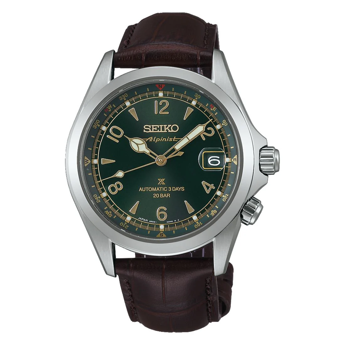 Orologio Seiko Prospex SPB507J1 Alpinist verde pelle marrone