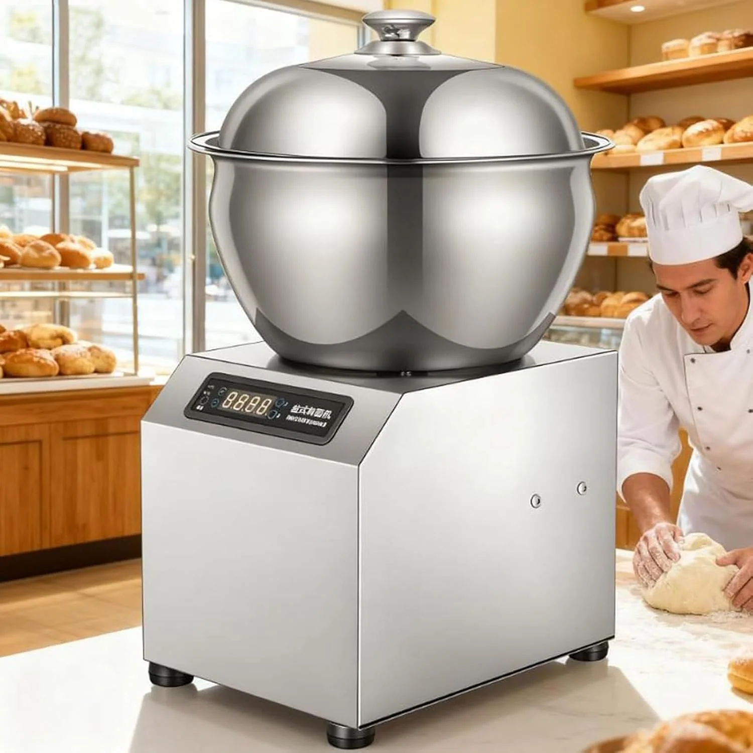 Caibendss Knet- & Rührmaschinen, 2200 W, 8 kg, Edelstahl 304, Glas, Metall, Schwarz
