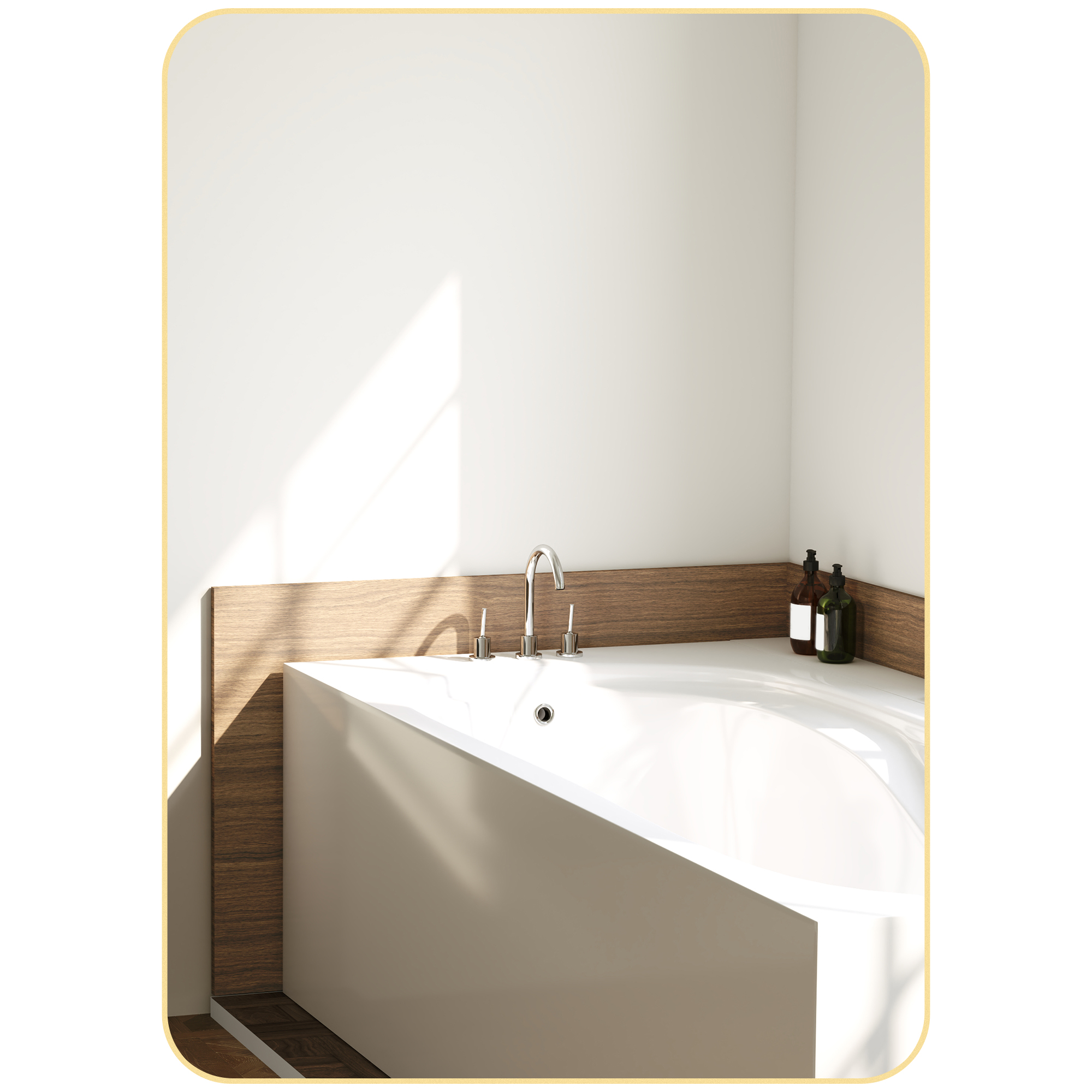 HOMCOM Wandspiegel Badezimmerspiegel rechteckig mit goldfarbenem Rahmen aus Aluminiumlegierung für Schlafzimmer, Wohnzimmer 50 x 70 cm