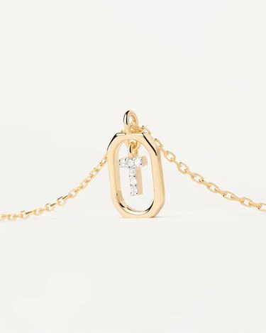 Collana P d Paola iniziale T mini con zirconi bianchi CO01-531-U