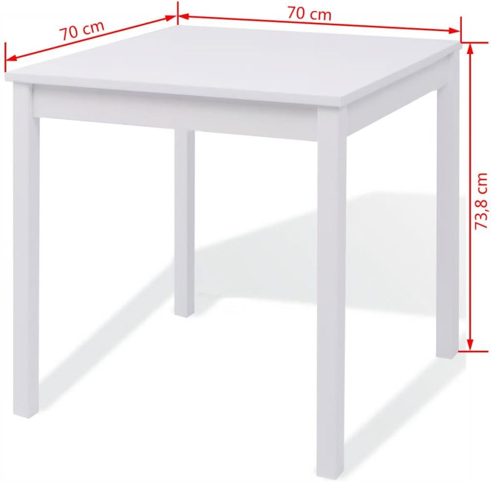 Tidyard Set Tavolo e Sedie da Pranzo Cucina Sala da Pranzo Moderno in Legno di Pino Bianco,Set Tavolo Quadrato e 2 Sedie da Pranzo Cucina Sala da Pranzo Moderno in Legno di Pino Bianco