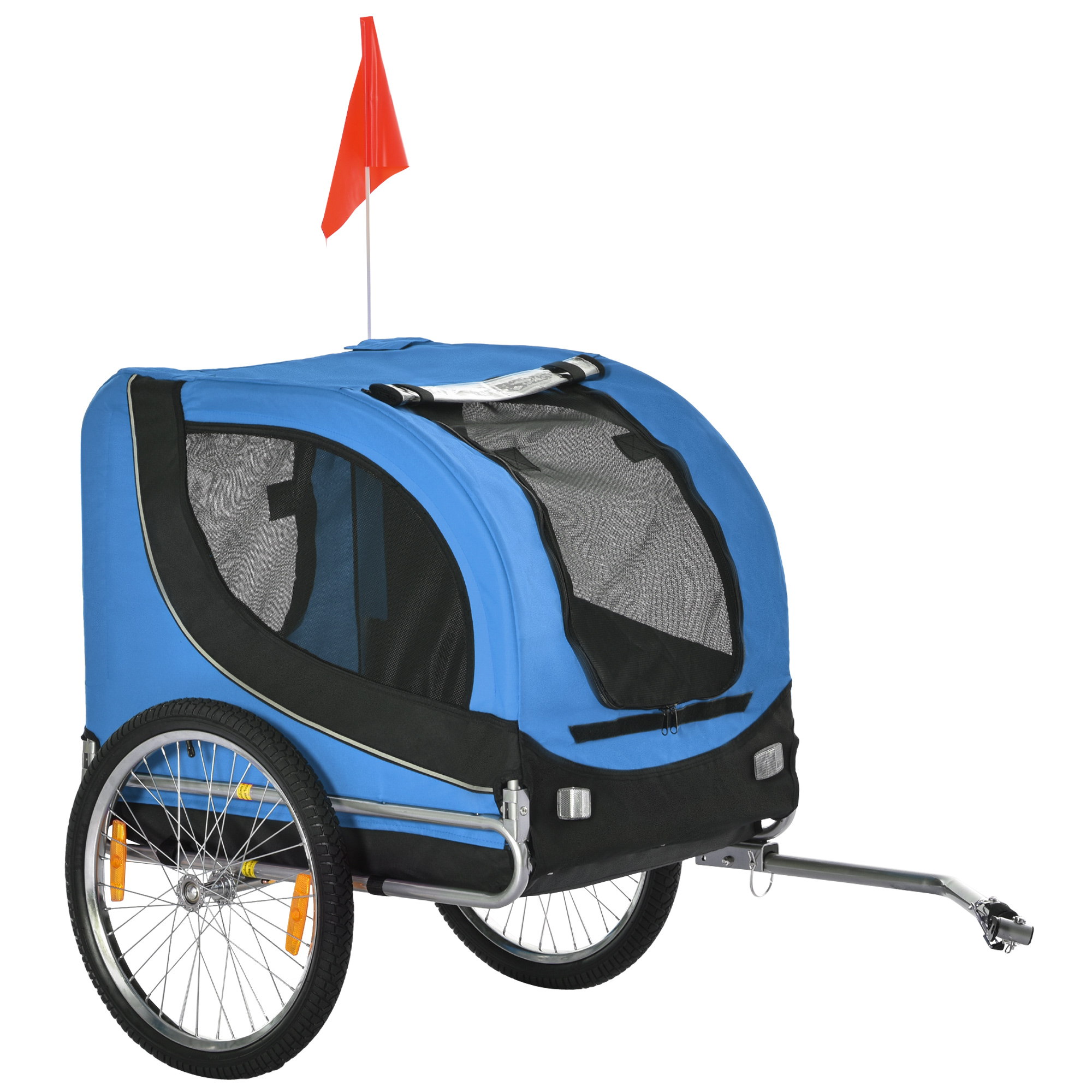 PawHut Fahrradanhänger bis 20kg Universalkupplung Sicherheitsanker Reflektor Stahl Blau+Schwarz