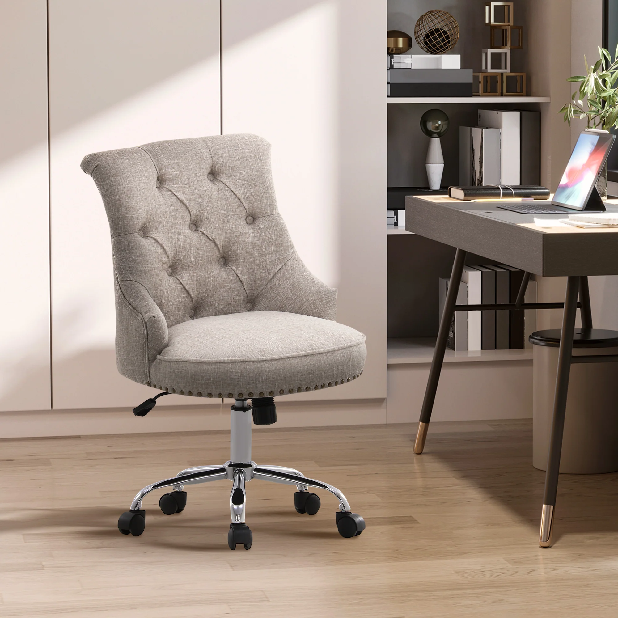 HOMCOM Polsterstuhl Bürostuhl höhenverstellbar Chesterfield Design