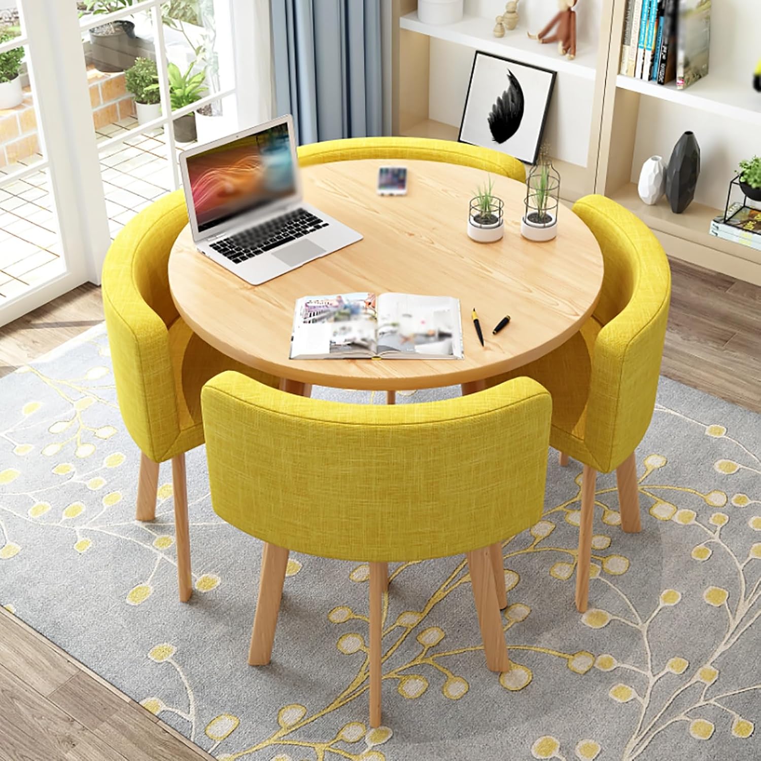 Set tavolo da pranzo rotondo con 4 sedie, mobili salvaspazio per cucina, salotto, ufficio, sale conferenze, perfetto per sala da pranzo e tempo libero, piccolo soggiorno e sala da pranzo
