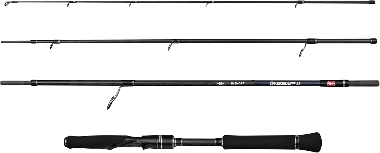 Penn Overseas XT II Inshore-Angelrute | Salzwasser-Spinnrute für Wolfsbarsch, Blaufisch und Küstenräuber | Leichter Carbon-Rohling | Mehrere Größen