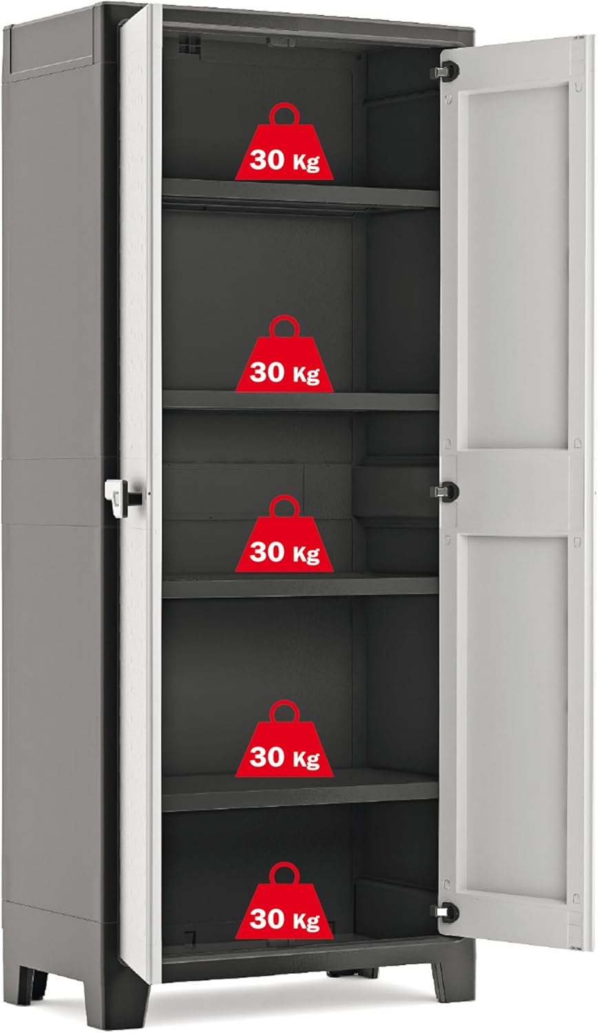 Keter Armadio Alto Titan con Ripiani Regolabili, da interno ed esterno, 80 x 44 x 182 cm