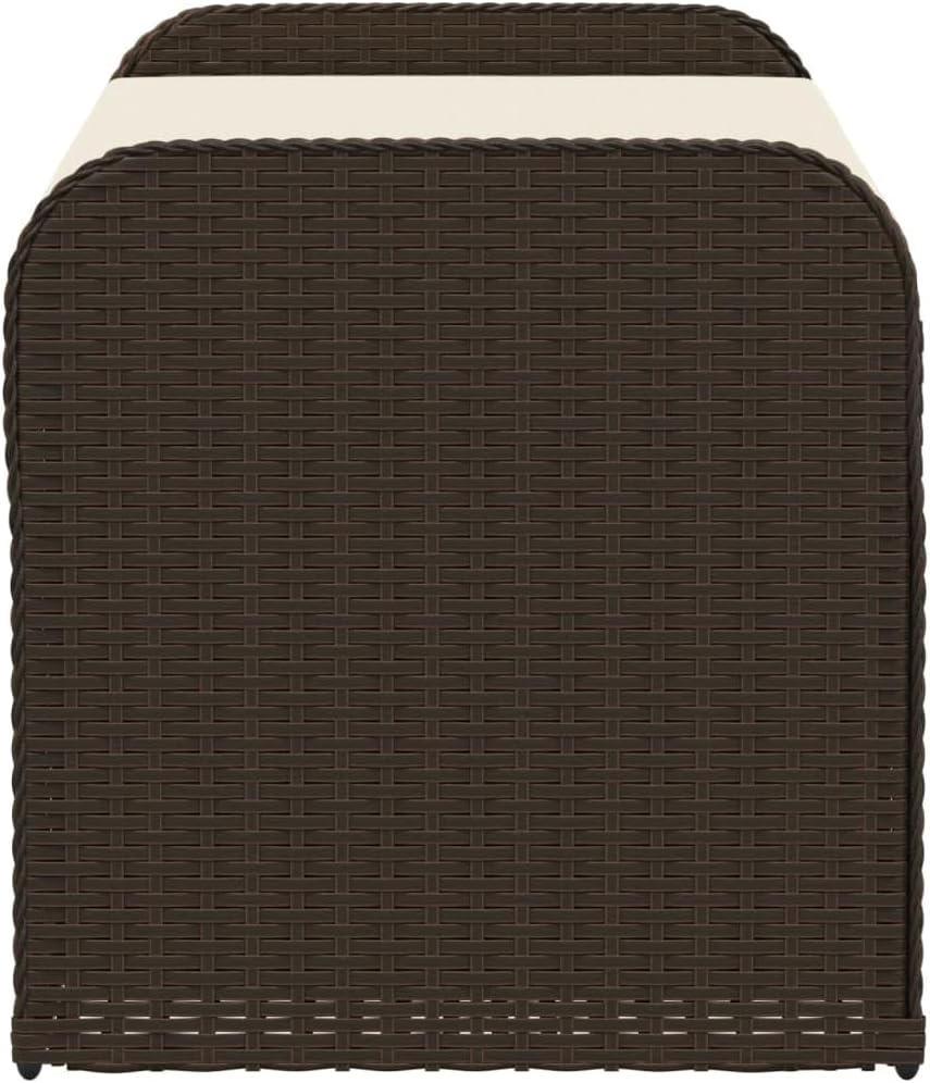 LAPOOH Outdoor / Indoor Bench with Brown Cushion in Polyrattan 115 x 51 x 52 cm