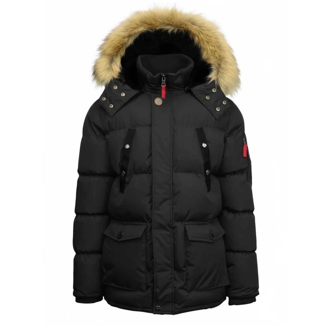 12 Pack Adult Heavy Parka Jacket with Fur Hood in Black