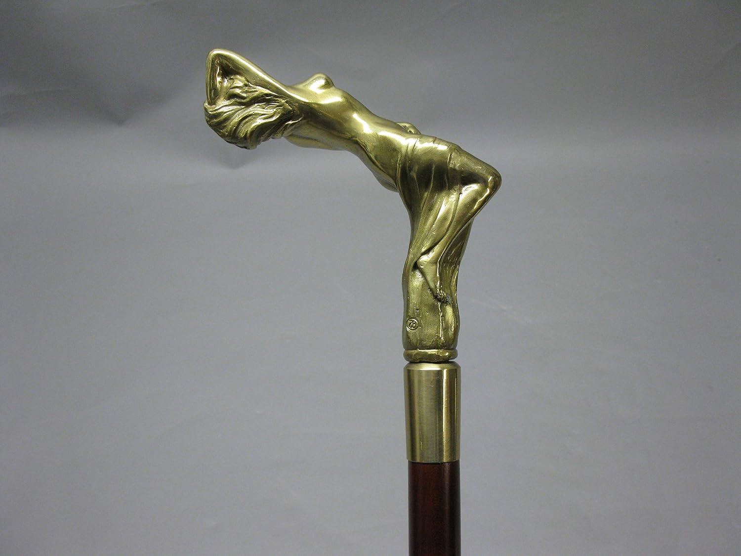 Holz Akt Gehstock mit Messinggriff Spazierstock 95cm Wanderstock M61 Walking Stick