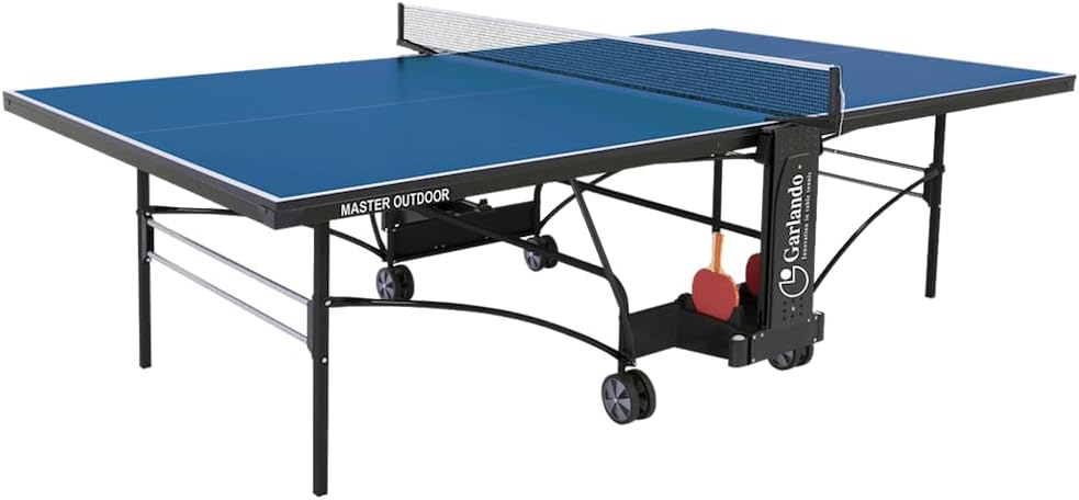 Garlando Tavolo da Ping Pong Master Outdoor Con Ruote Per Esterno Blu