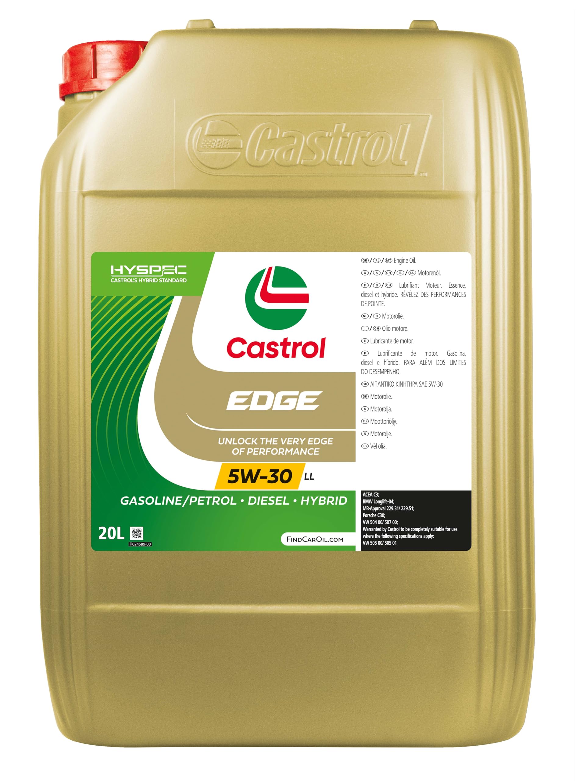Castrol EDGE 5W-30 LL 20 Liter Motoröl VW 504 00 VW 507 00 BMW LongLife-04 MB 229.51 ACEA C3