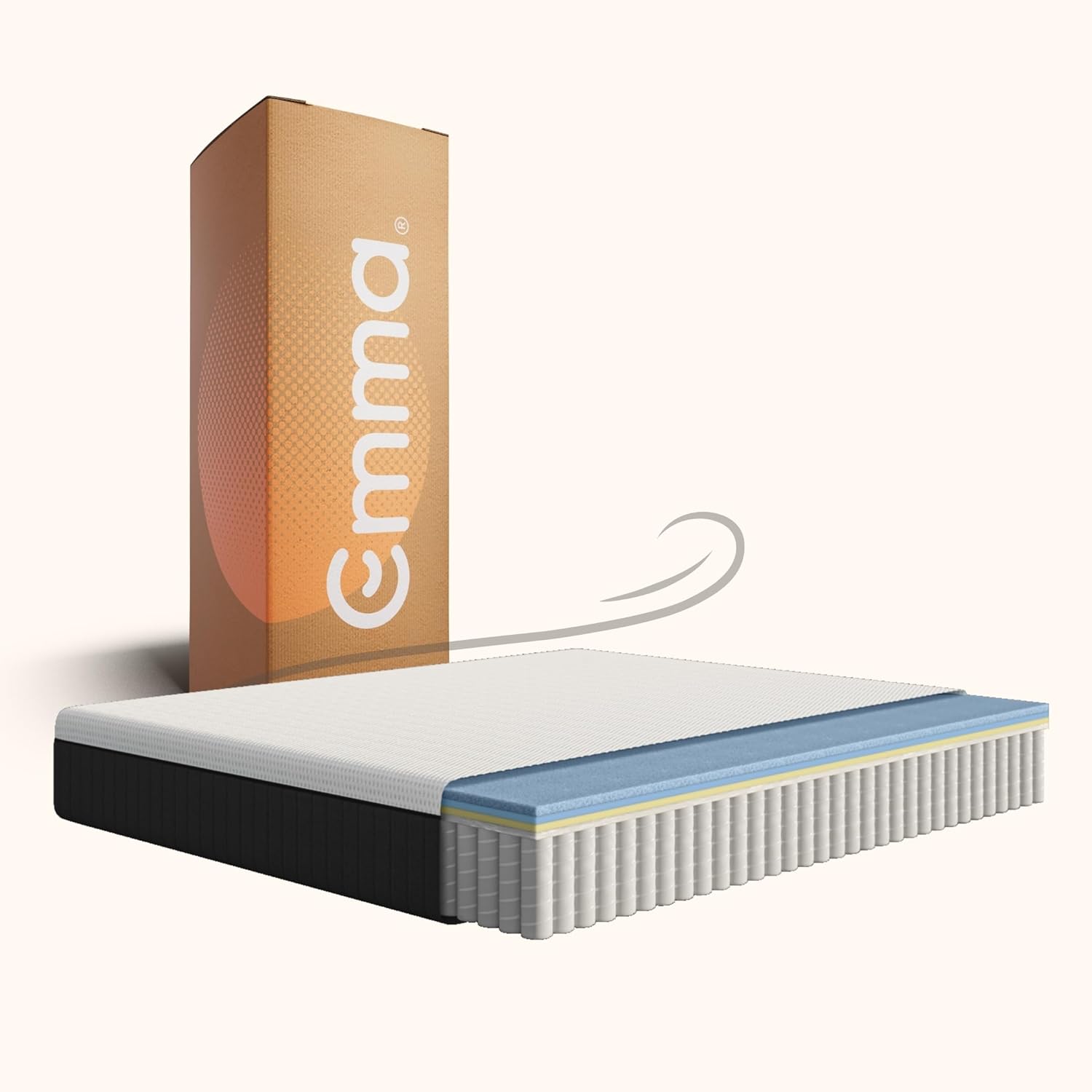 Emma Original Pro+ Matratze 140x200 cm – 27 cm Hybridmatratze mit 7-Zonen-Taschenfederkern, ThermoSync® Kühltechnologie & allergenreduzierendem Purotex® Bezug – atmungsaktive Komfortmatratze