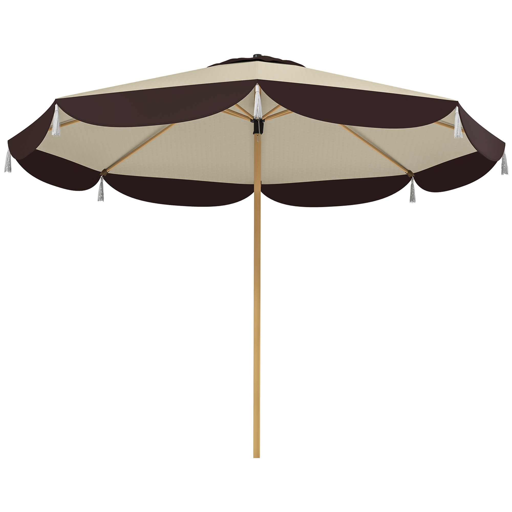 Outsunny Gartenschirm Ø2,6 m mit UV50+ Abdeckung, Belüftungsöffnung und 8 Streben, Beige