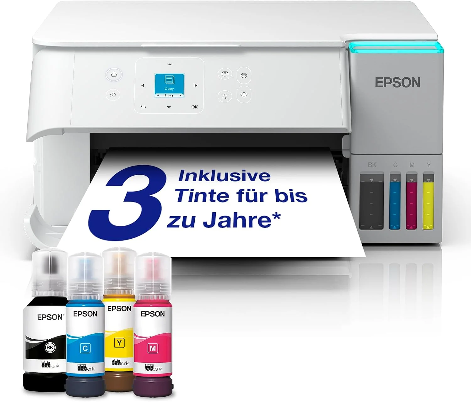 Epson EcoTank ET-2956 Weißer A4-Multifunktionsdrucker mit Wi-Fi & AirPrint Tintentank, Scannen, Kopieren & Duplexdruck