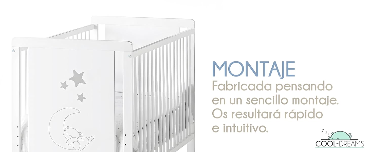 Cool Dreams - Cuna Indi 60 x 120 cm - Kit Colecho - Colchon Morfeo - Juego Sabanas