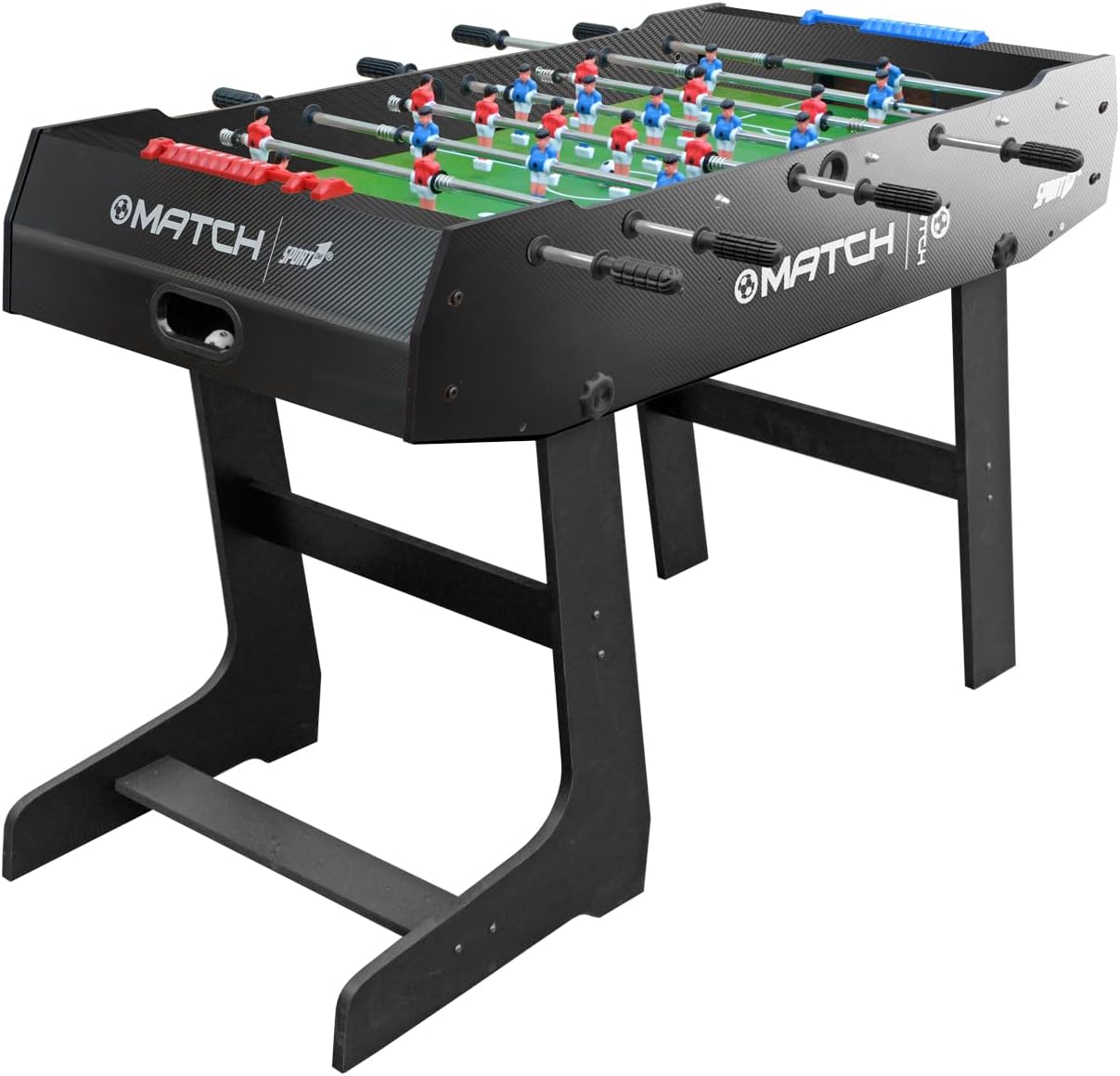 Calcio Balilla Pieghevole Bambini, Match Calcio Balilla Pieghevole, 121x61x85cm, Nero, Tavolo da Biliardino per Interni con 8 Aste