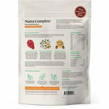 Ultimate Pet Nutrition Nutra Complete Grain Free Beef Dog Food, 16 oz &ndash; Freeze Dried, Supports Digestion & Coat Health