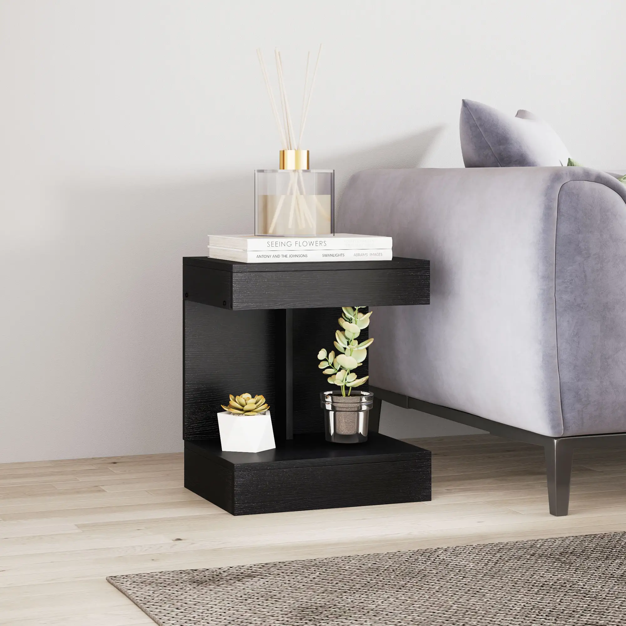 HOMCOM Nachtkastje 40x30x46 cm met lade Zwart