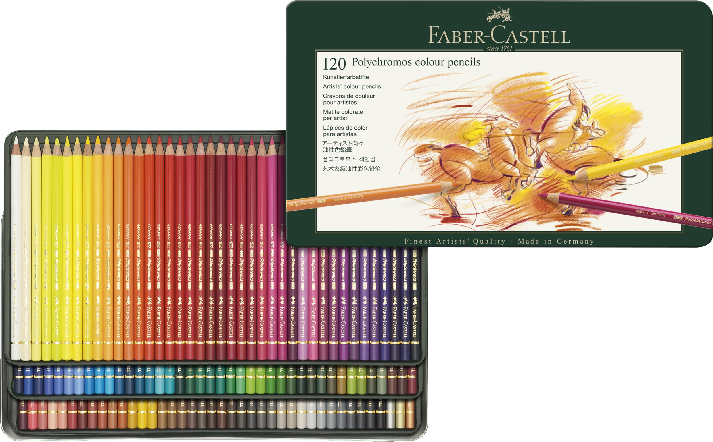 Faber Castell Polychromos Buntstifte Set 120 Farben Metalletui lichtbeständig bruchgeschützte Mine