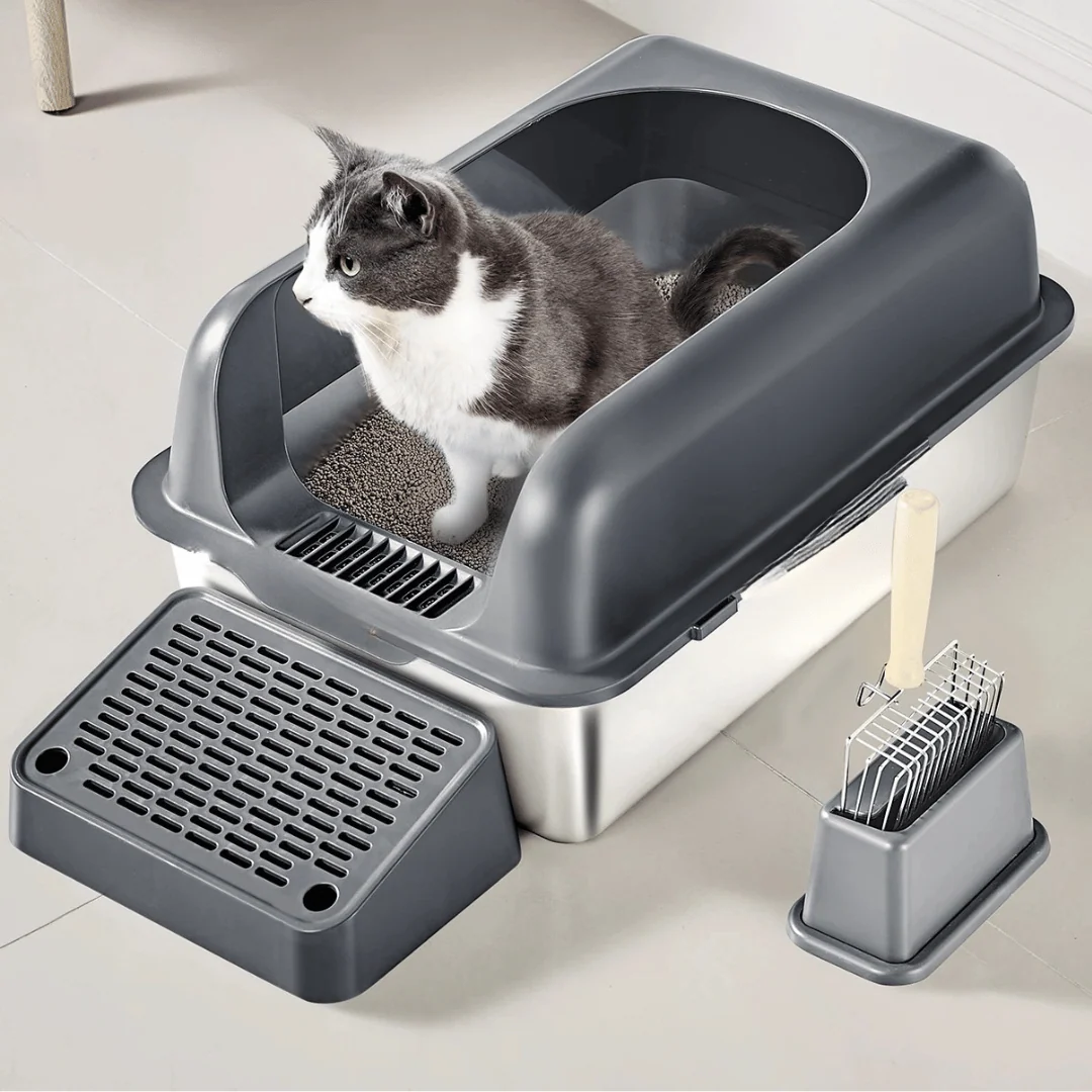 Extra Large Cat Litter Box �C High Sides, UV Deodorization & Non-Stick Surface