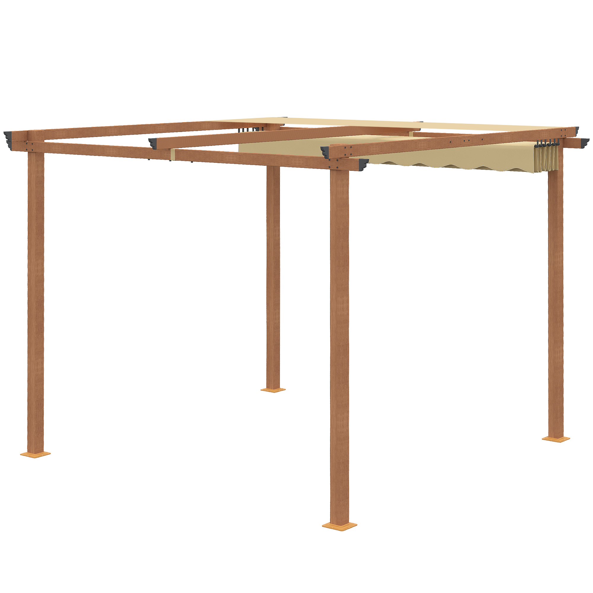 Outsunny Pergola ausziehbar Aluminiumstruktur + Polyesterhochdichtgewebe Sonnenschutz 3 x 3 x 2,25 m Beige