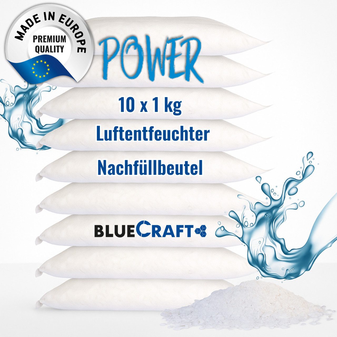 Luftentfeuchter-Nachfüllpack 10x 1kg Raum Entfeuchter Granulat im Vliesbeutel ohne Strom Nachfüller