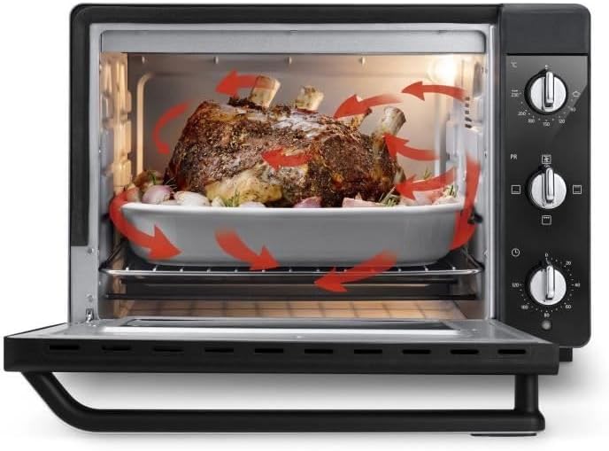 De'Longhi Forno Elettrico, 5 livelli di Cottura, Temperatura 80-230°C, Timer, Capacità 40L, Include Teglia, Griglia e Pinza EO40112.BK, Potenza 2000W, Nero