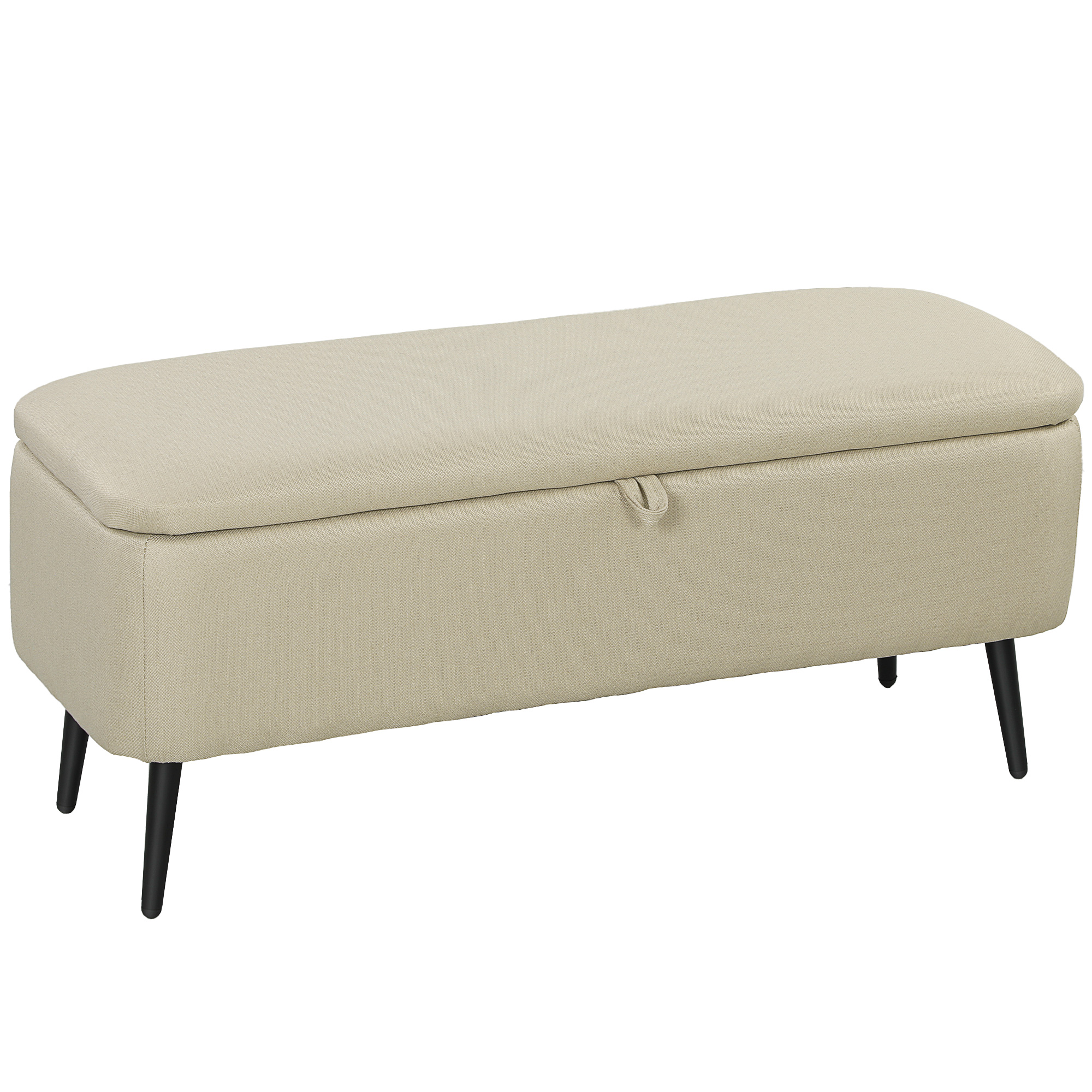 HOMCOM Aufbewahrungsbank mit klappbarem Deckel und Stahlbeinen für Schlafzimmer Wohnzimmer Eingangsbereich 101x38,5x44,5 cm Beige