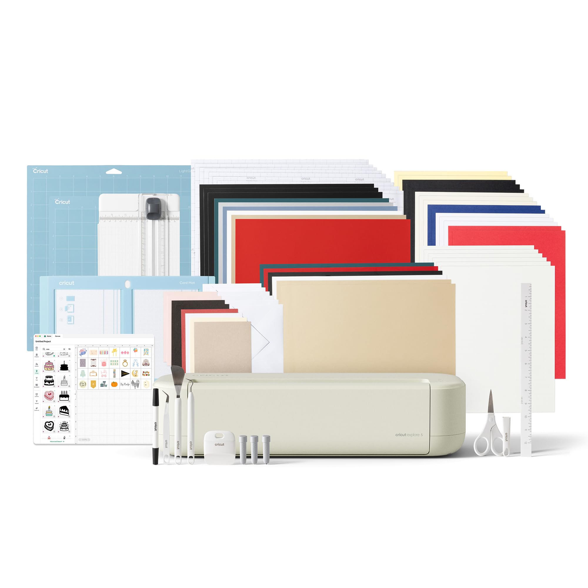 Explore 5 Deluxe Bundle Schneidemaschine 30,5 cm für Vinyl Stoff Leder Karton über 100 Materialien Smart Vinyl Smart Iron-On bedruckbares Vinyl
