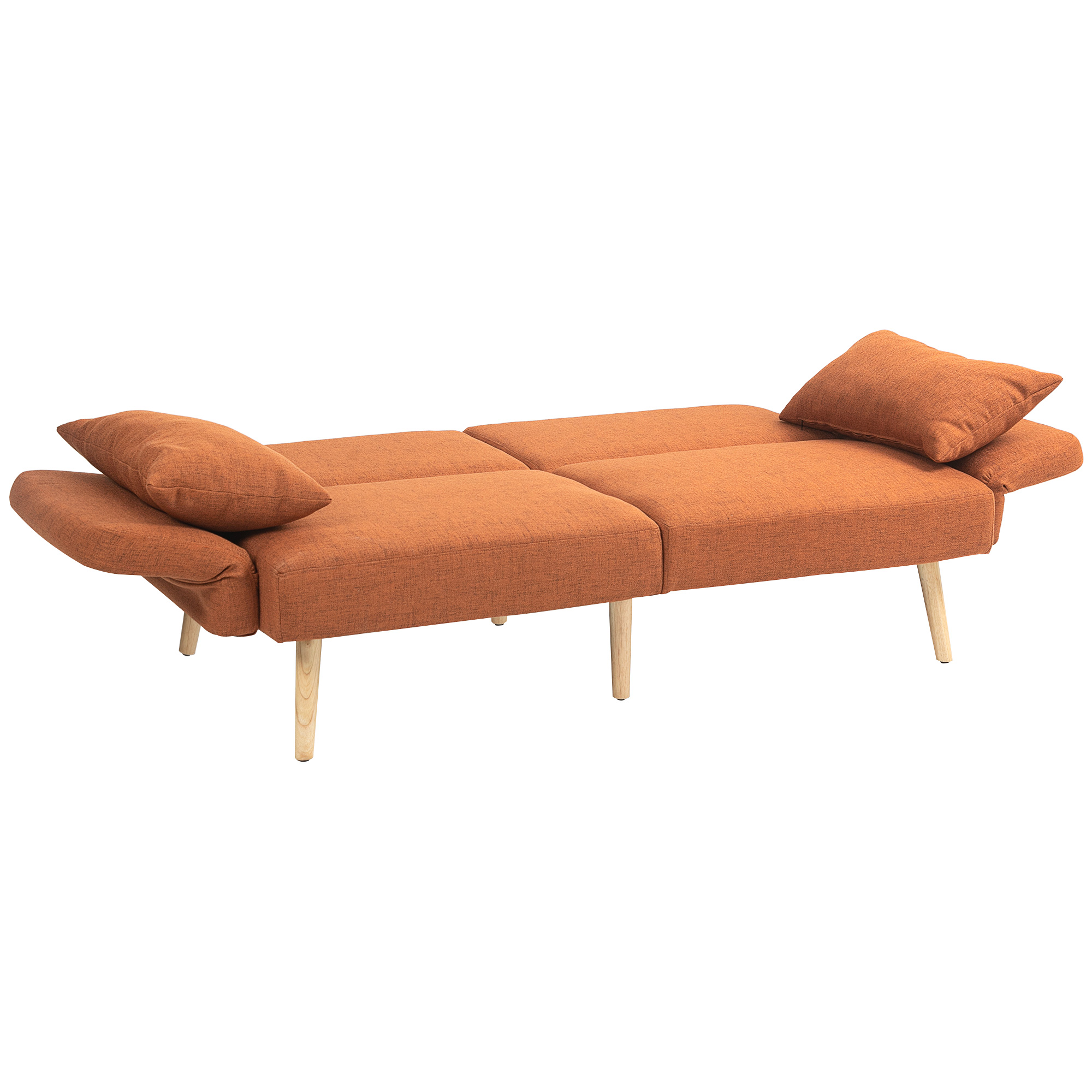 HOMCOM Schlafsofa 3-Sitzer Design Klick-Klack, verstellbare neigbare Rückenlehne und Armlehnen, Leinenoptik in Braun