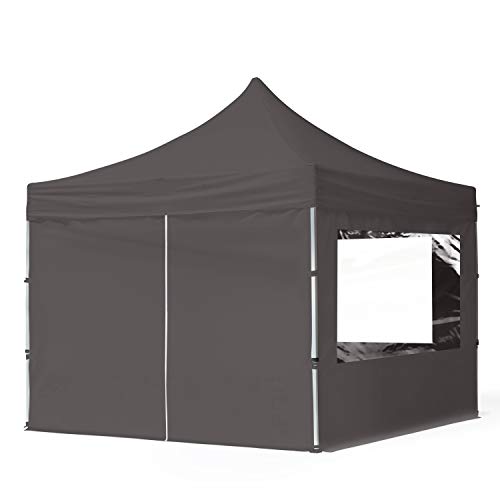 TOOLPORT Gazebo Pieghevole Giardino 3x3m   4 Laterali Alluminio Telo Idrorepellente Padiglione Mercati Sagre Grigio : Amazon.it: Giardino e giardinaggio