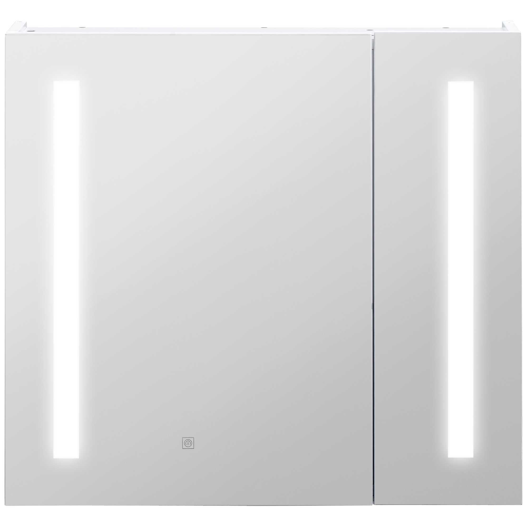 kleankin Wandmontierter Badezimmerspiegelschrank mit LED-Beleuchtung 2 Türen mit 3 Ebenen 70 x 15 x 65 cm weiß