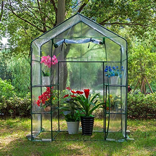 YUZES Serra Portatile Rinforzata Walk in, Serra in plastica da Giardino Esterno, con Porta d'ingresso con Cerniera avvolgibile Anteriore, Ripiani per Piante con Telaio Freddo per Patio : Amazon.it: Giardino e giardinaggio