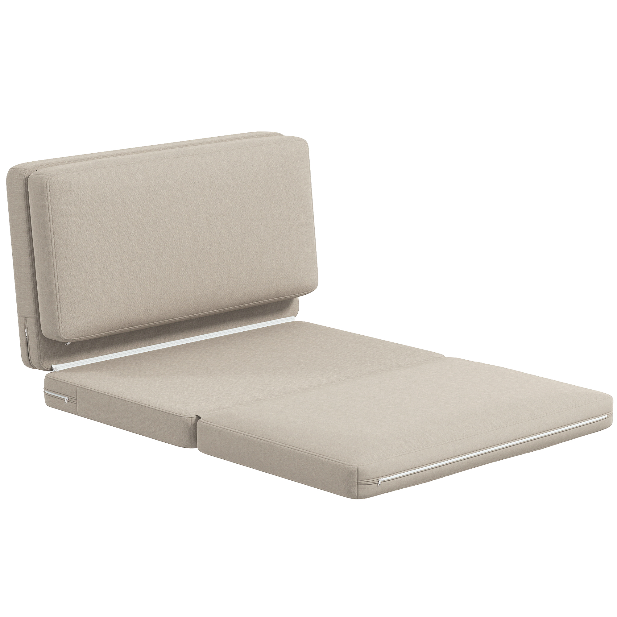 HOMCOM 2-in-1 faltbarer Relaxsessel, Gästematratze, teilbar, 120 cm breit, Beige