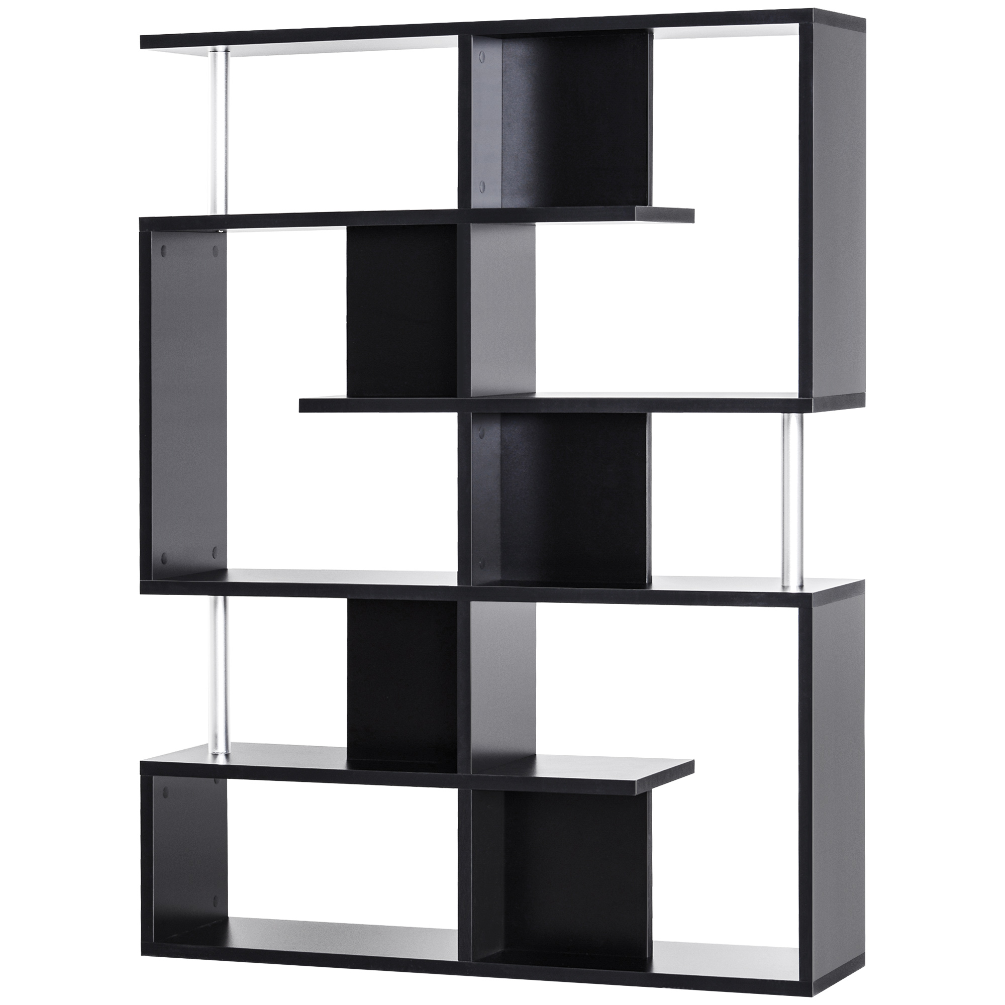 HOMCOM Regalraumtrennung Zig-Zag Design, Maße 120L x 29B x 160H cm, aus Holz und Metall - Schwarz