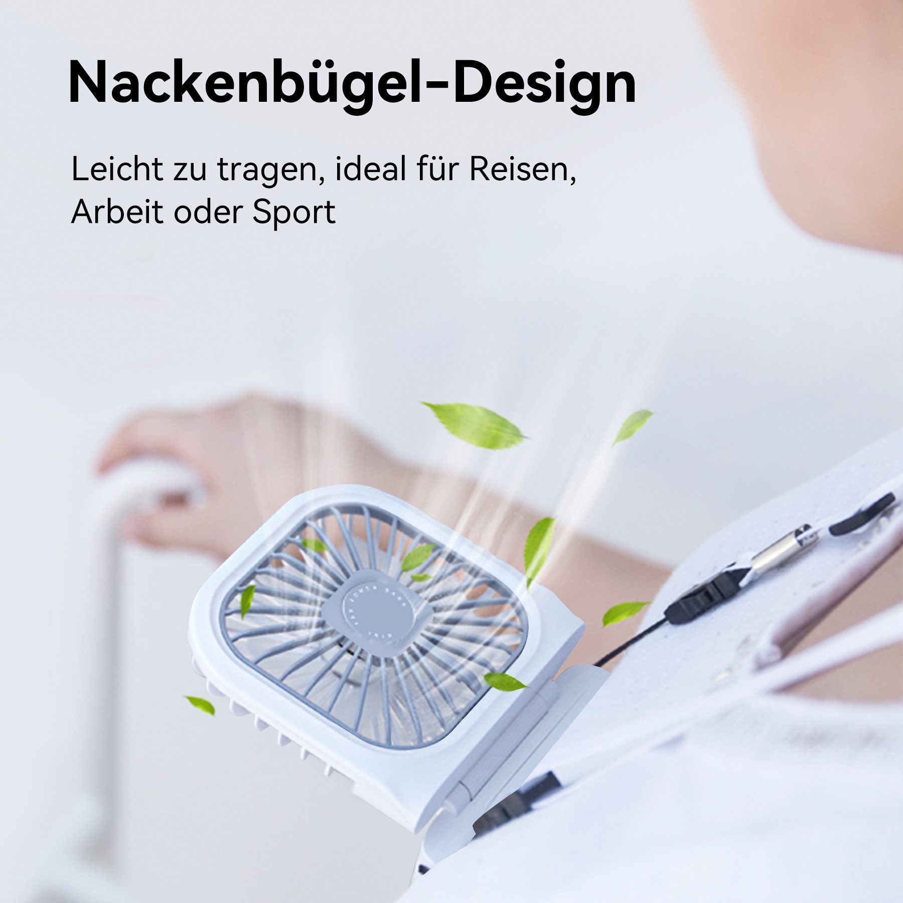 Mini USB-Ventilator USB Ventilator 4 Geschwindigkeiten 3000mAh Akku,Mit Schlüsselband