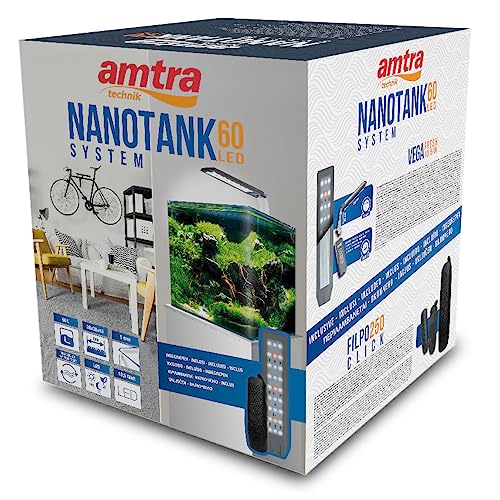 AMTRA NANOTANK SYSTEM 60   Acquario in vetro completo di luce LED e filtro / cm 38x38x43 / 60 Litri : Amazon.it