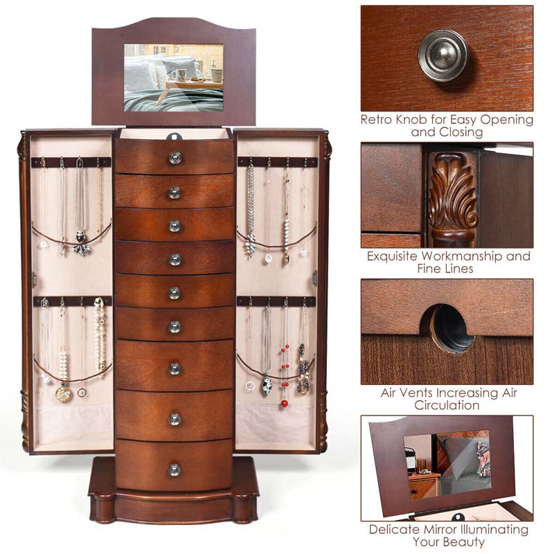 Eletriclife Large Wooden Jewelry Storage Box Organizer