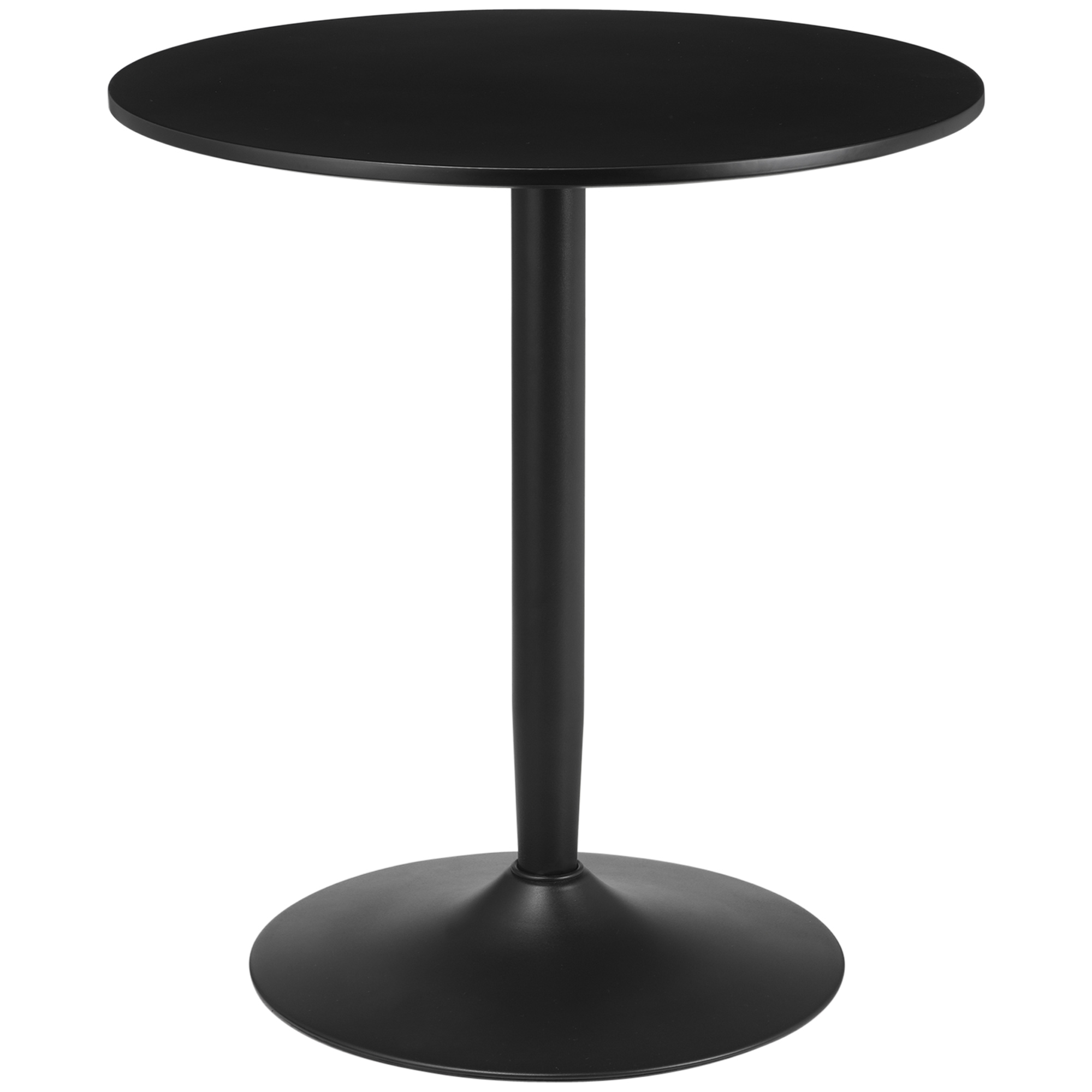 HOMCOM Esstisch für 2 Personen, runde Tischplatte, Stahlfuß, schwarz, 70 x 70 x 75 cm