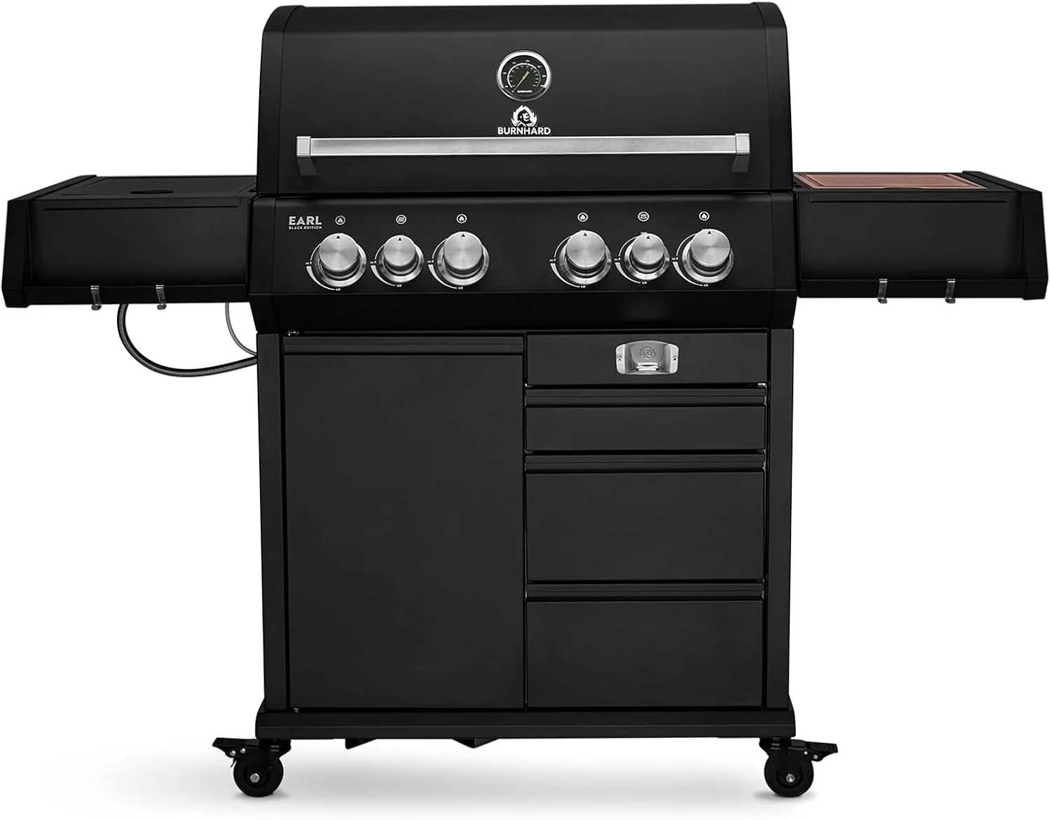 BURNHARD Big EARL Gasgrill 4-Brenner, Gusseisenrost, Schwarz-Matt
